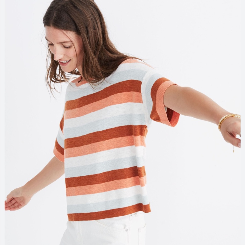 Madewell Boxy Sweater Tee in Maggie Stripe Size Small Women’s
